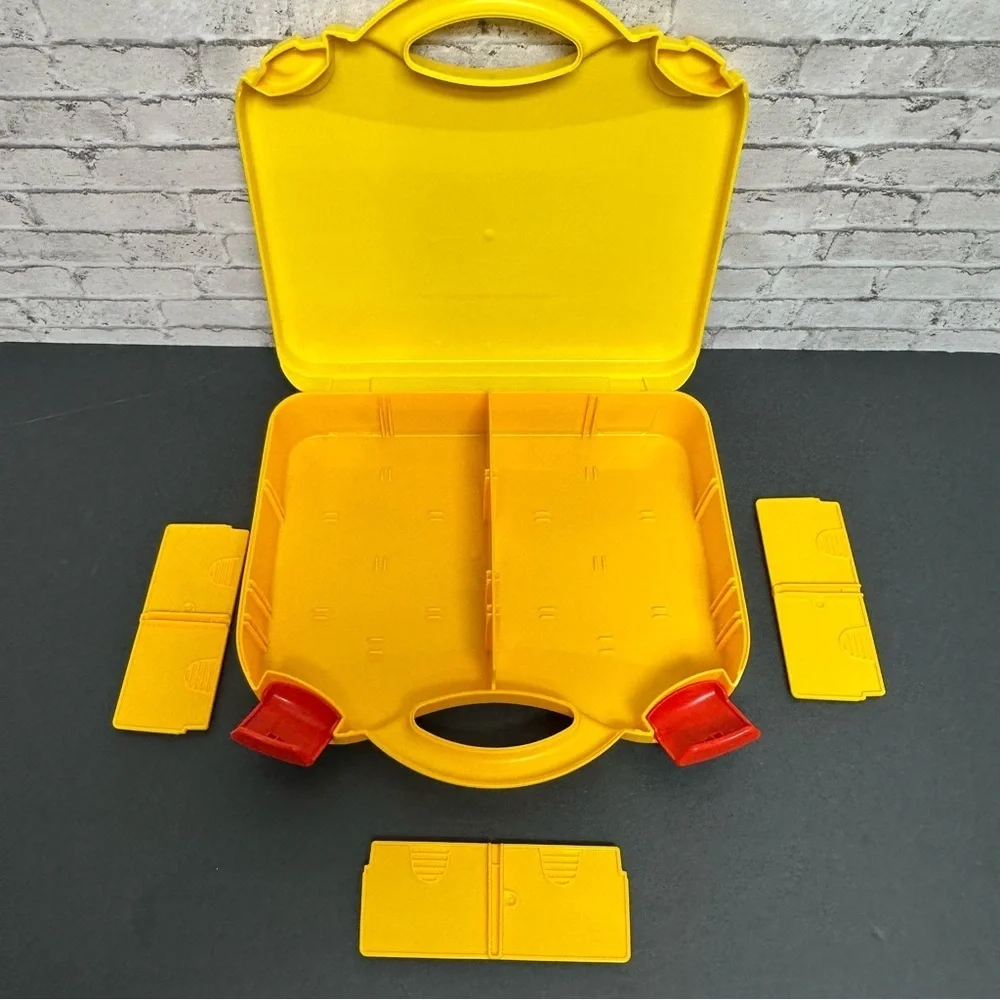 LEGO Storage Case Yellow Hard Plastic Latching Storage Empty Box Divider